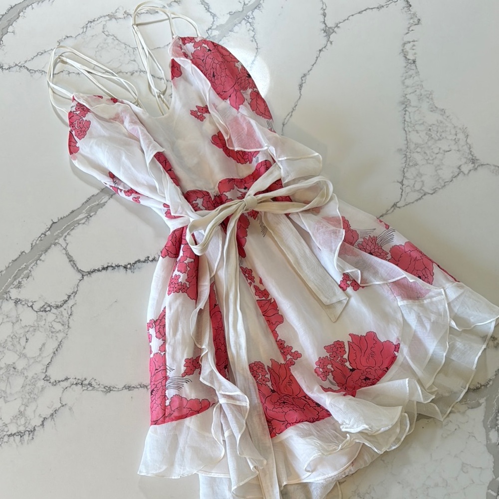 Alice McCall White and Pink Floral romper 6 s/m